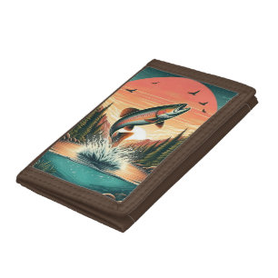 Outdoorsman trout nature tri-fold wallet