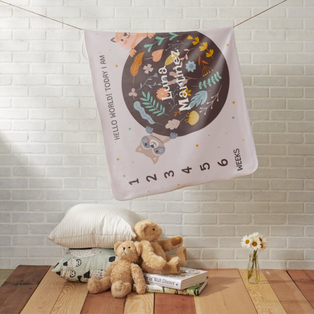 Outdoorsy Gender Neutral Monthly Milestone Baby Blanket (In Situ)