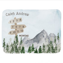 Outdoorsy Gender Neutral Monthly Milestone Baby Blanket Outdoorsy Gender Neutral Monthly Milestone Baby Blanket