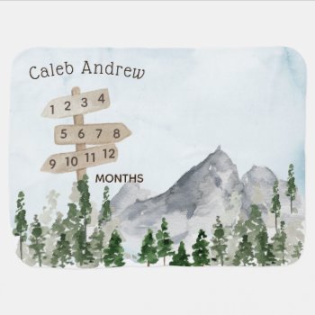 Outdoorsy Gender Neutral Monthly Milestone Baby Blanket by dulceevents at Zazzle