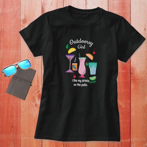 Outdoorsy Girl Camper Glamper Cocktails T_Shirt