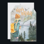 Outdoorsy Girls Adventure Birthday Card<br><div class="desc">This outdoor themed birthday card features a girl with blonde braids holding a coffee cup, overlooking a lake On the back is another watercolor image of two friends looking at a map with a greeting that says "wishing you another year of amazing adventures." You can personalize this card with two...</div>