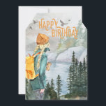 Outdoorsy Girls Adventure Birthday Card<br><div class="desc">This outdoor themed birthday card features a girl with blonde braids holding a coffee cup, overlooking a lake On the back is another watercolor image of two friends looking at a map with a greeting that says "wishing you another year of amazing adventures." You can personalize this card with two...</div>