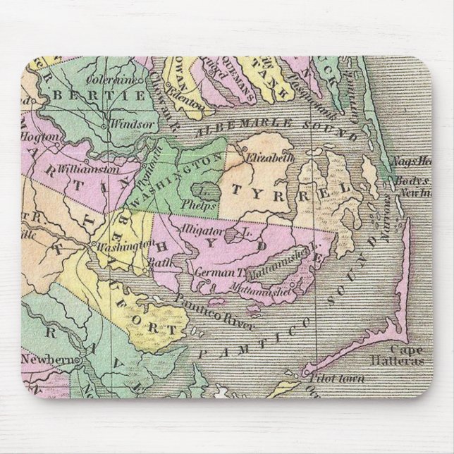 Outer Banks and Eastern North Carolina Map (1827) Mouse Pad (Front)