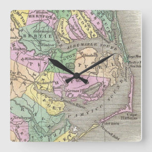 Outer Banks and Eastern North Carolina Map (1827) Square Wall Clock