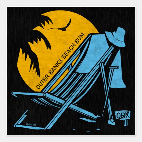 Outer Banks Beach Bum OBX Sky Blue Vintage Sticker
