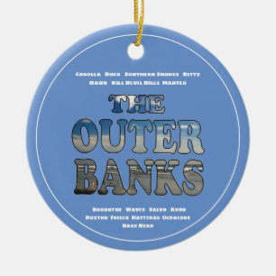 Outer Banks Beach Text And Towns OBX Ceramic Ornament