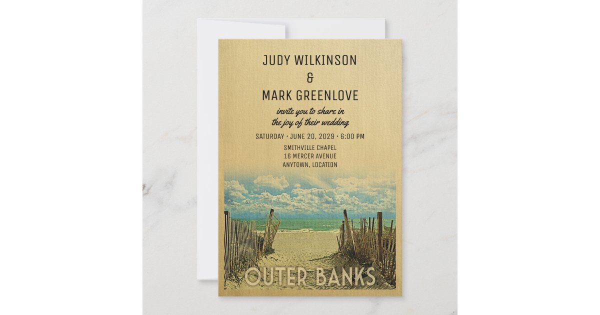 Outer Banks Beach Vintage Wedding Invitation Zazzle