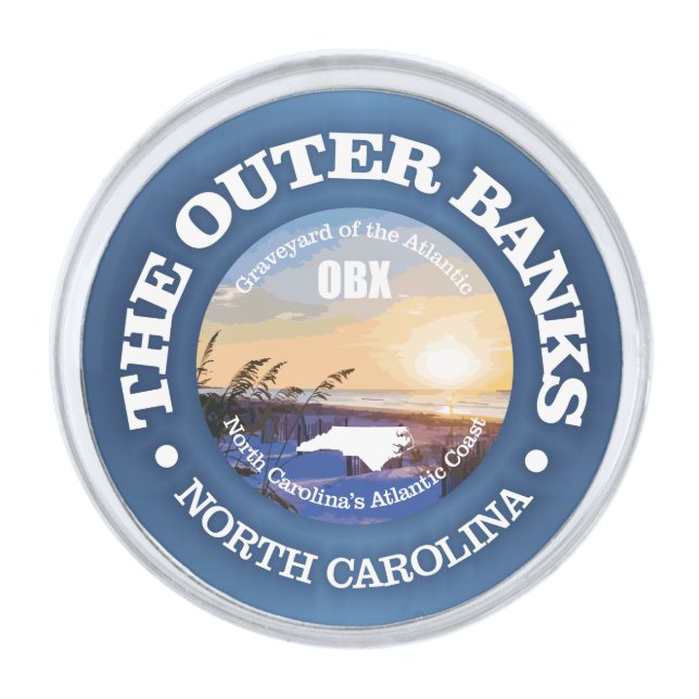 Outer Banks (C) Silver Finish Lapel Pin (Front)