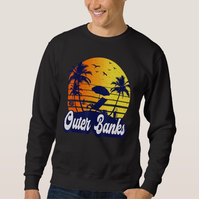 Outer Banks Carolina Sunset Beach Retro Sweatshirt (Front)