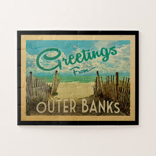 Outer Banks Jigsaw Puzzle Beach Vintage Travel