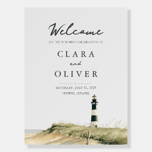 Outer Banks Lighthouse Beach Wedding Welcome Sign