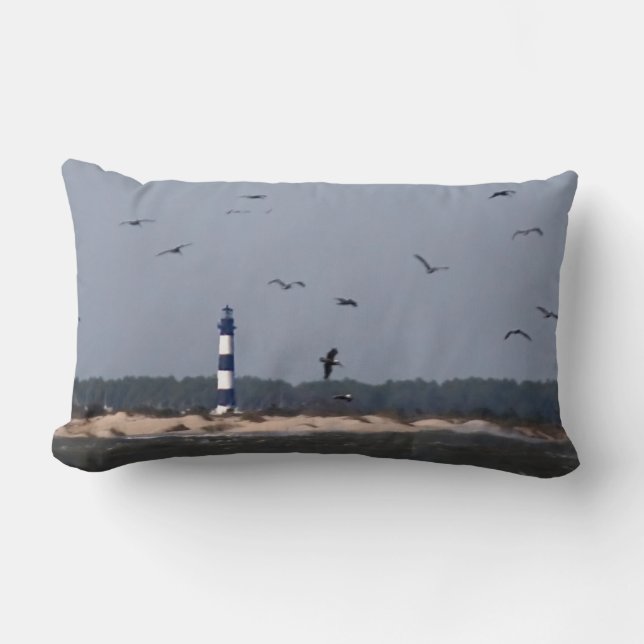Outer Banks Lighthouse Lumbar Pillow (Front)