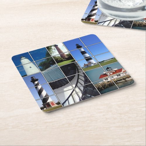 Outer Banks Lighthouses Square Paper Coaster