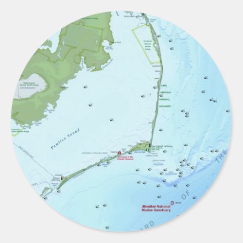 Outer Banks Map Classic Round Sticker