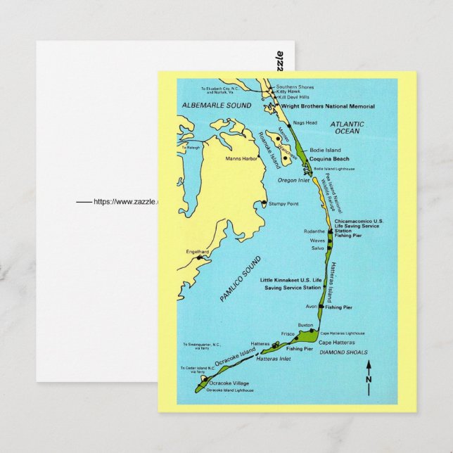Outer Banks Map Postcard (Front/Back)