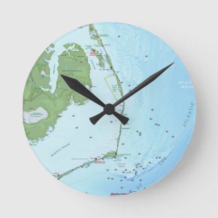 Outer Banks Map Round Clock