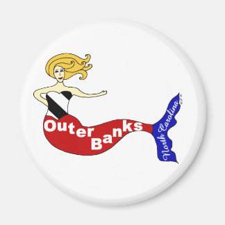 Outer Banks Mermaid Round Magnet