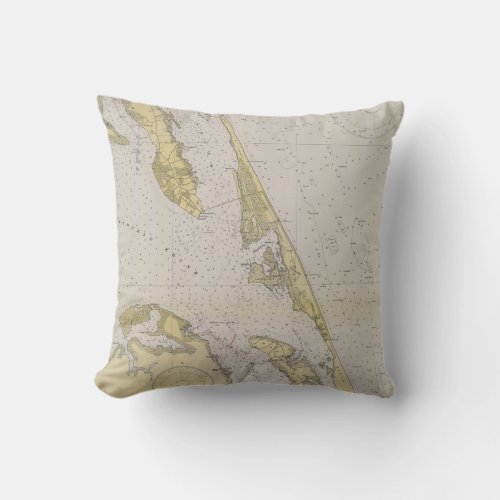 Outer Banks nautical chart map Throw Pillow