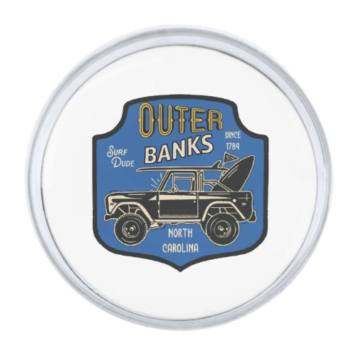 Outer Banks NC Badge Silver Finish Lapel Pin