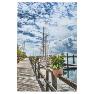 Outer Banks NC Beaufort Boardwalk Marina Scenic Metal Print