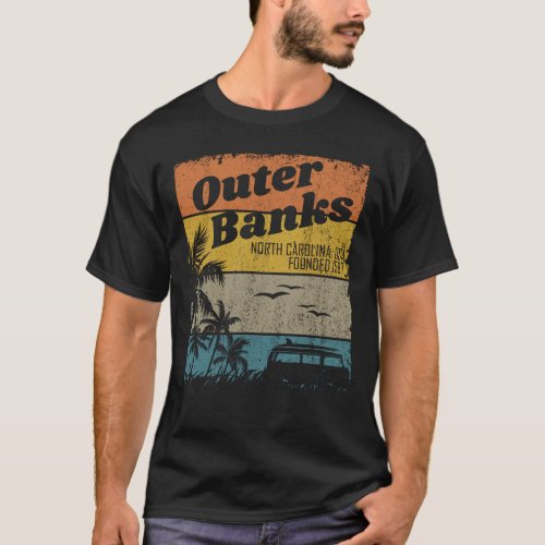 Outer Banks NC Retro Beach Surfing Pogue Life T_Shirt