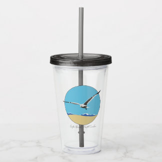 Outer Banks, NC Sea Gull Flying over Beach Acrylic Tumbler