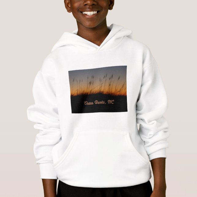 Outer Banks NC Sea Oats and Dunes at Sunset Hoodie (Front)