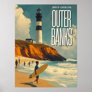 Outer Banks NC Vintage Travel  Poster
