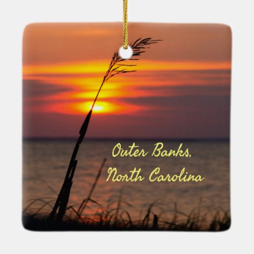 Outer Banks North Carolina Beach Sunset Orange Sky Ceramic Ornament