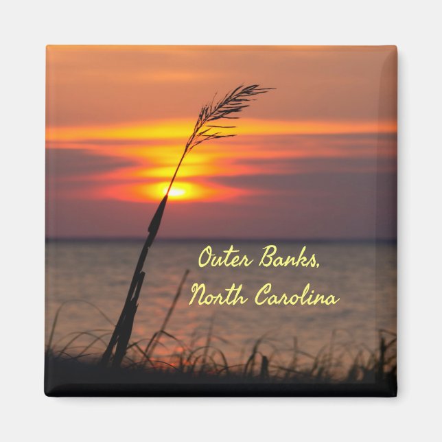 Outer Banks North Carolina Beach Sunset Orange Sky Magnet (Front)