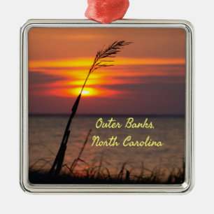 Outer Banks North Carolina Beach Sunset Orange Sky Metal Ornament