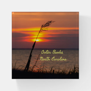 Outer Banks North Carolina Beach Sunset Orange Sky Paperweight