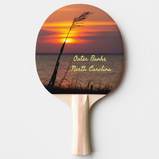 Outer Banks North Carolina Beach Sunset Orange Sky Ping Pong Paddle (Front)