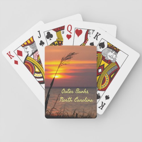 Outer Banks North Carolina Beach Sunset Orange Sky Poker Cards