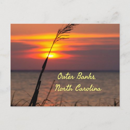 Outer Banks North Carolina Beach Sunset Orange Sky Postcard