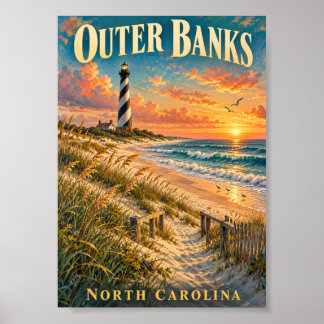 Outer Banks North Carolina Lighthouse Sunset Poster