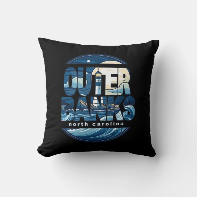 Outer Banks North Carolina Lighthouse Throw Pillow (Front)