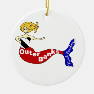 Outer Banks, North Carolina Mermaid Ceramic Ornament