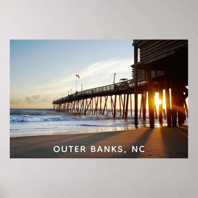 Outer Banks North Carolina OBX Avalon Fishing Pier Poster (Front)