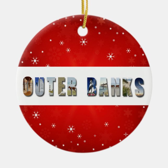 Outer Banks North Carolina Photo Christmas Ceramic Ornament (Front)