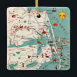 Outer Banks North Carolina Postcard Ceramic Ornament<br><div class="desc">Great vintage postcard map of the Outer Banks,  North Carolina & Virginia repurposed!</div>