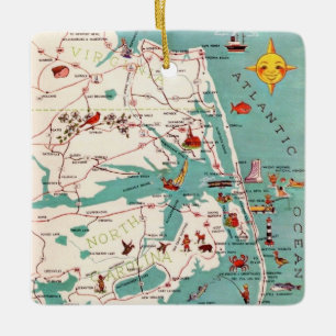 Outer Banks North Carolina Postcard Ceramic Ornament