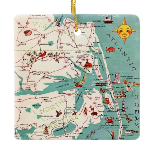 Outer Banks North Carolina Postcard Ceramic Ornament