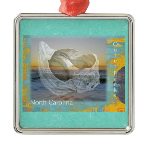 Outer Banks North Carolina Seashell &amp; Surf Metal Ornament