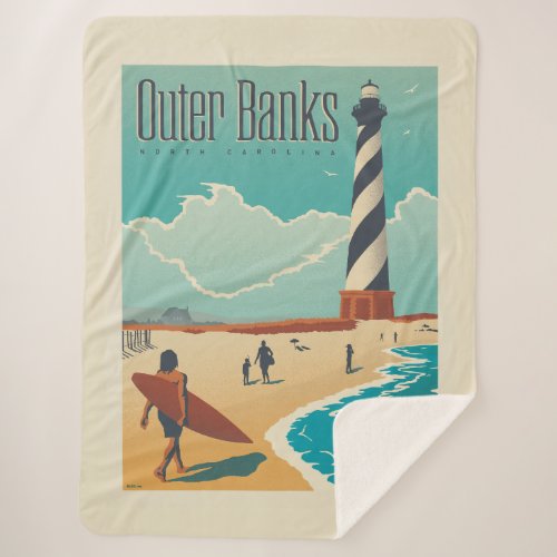 Outer Banks  North Carolina Sherpa Blanket