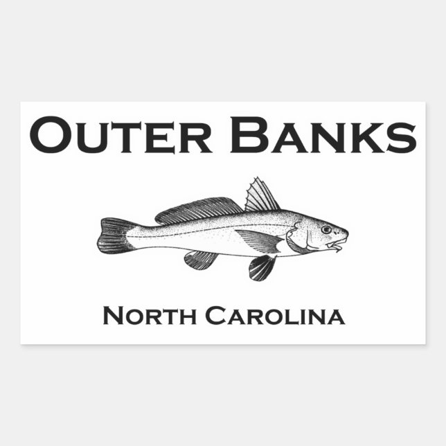 Outer Banks North Carolina Surf Fishing Rectangular Sticker (Front)