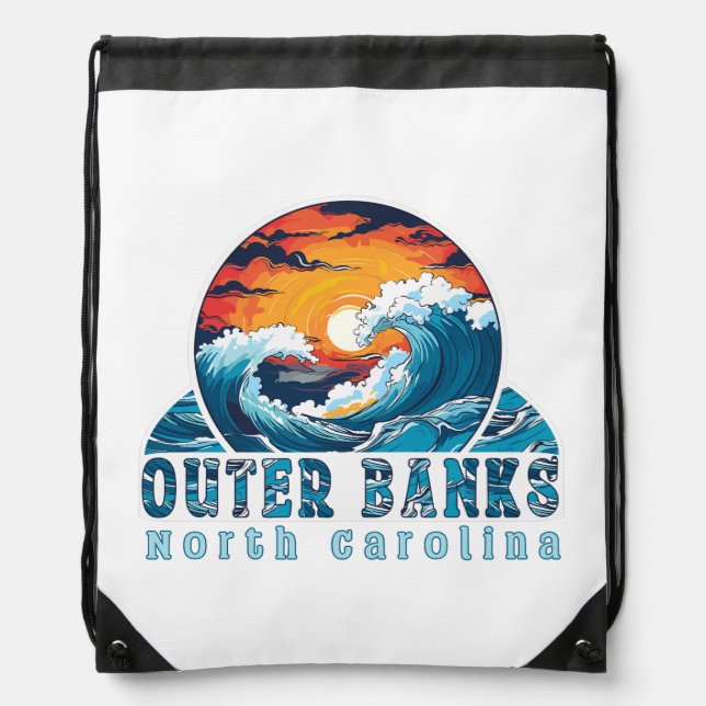 Outer Banks North Carolina Surfing  Drawstring Bag (Front)