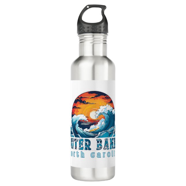 Outer Banks North Carolina Surfing  Stainless Steel Water Bottle (Front)