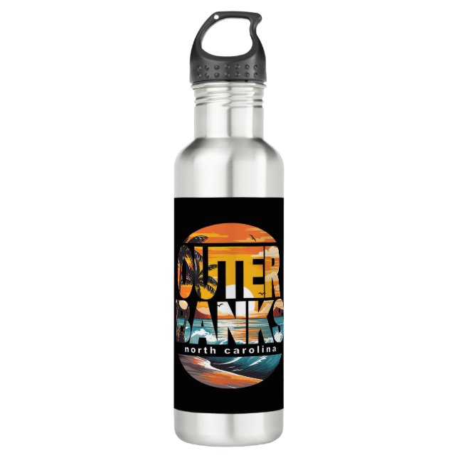 Outer Banks North Carolina Surfing  Stainless Steel Water Bottle (Front)